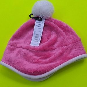 NWT "Igloos" pink polyester hat with white pom